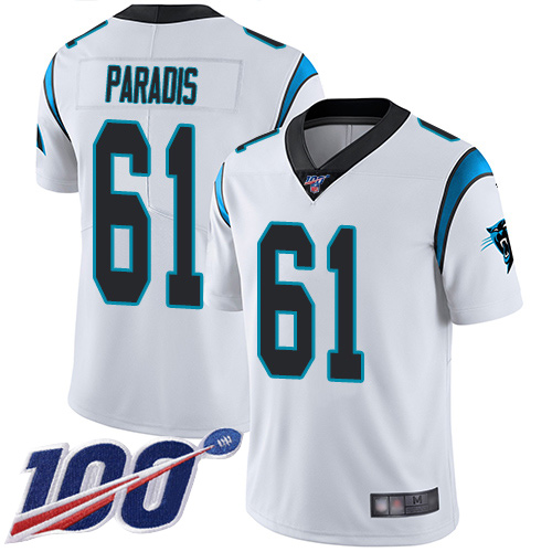 Carolina Panthers Limited White Youth Matt Paradis Road Jersey NFL Football #61 100th Season Vapor Untouchable